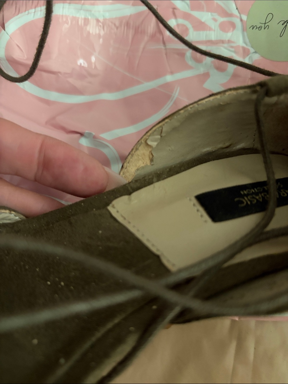 Zara Olive Green Suede Lace-Up Pointed Toe Heels - Picture 4 of 5